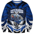 Personalised North Melbourne Kangaroos Football Sweatshirt Fierce Kangaroo Mascot 3D Grunge City Art