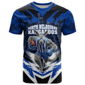 Personalised North Melbourne Kangaroos Football T Shirt Fierce Kangaroo Mascot 3D Grunge City Art