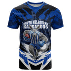 Personalised North Melbourne Kangaroos Football T Shirt Fierce Kangaroo Mascot 3D Grunge City Art