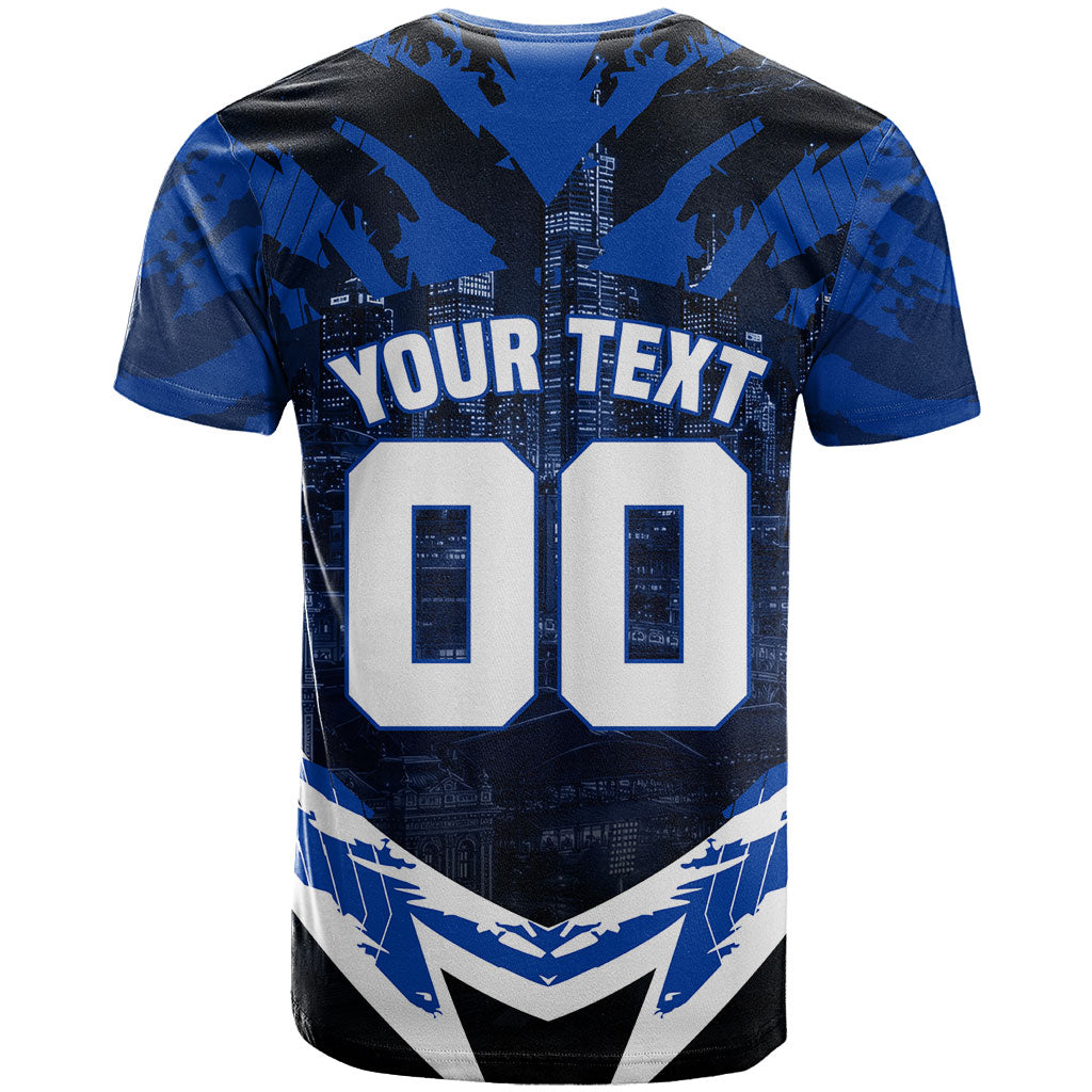 Personalised North Melbourne Kangaroos Football T Shirt Fierce Kangaroo Mascot 3D Grunge City Art
