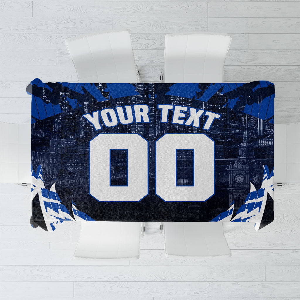 Personalised North Melbourne Kangaroos Football Tablecloth Fierce Kangaroo Mascot 3D Grunge City Art