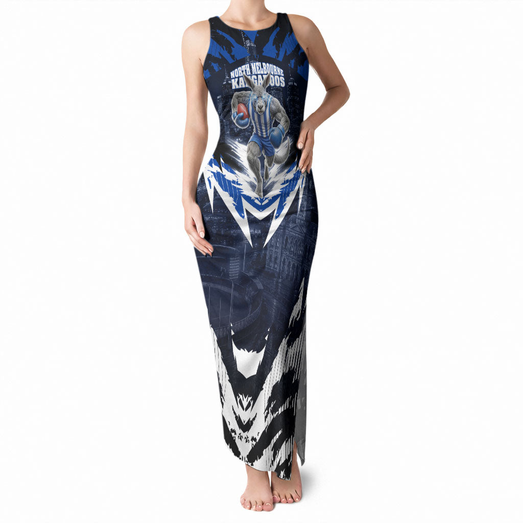 Personalised North Melbourne Kangaroos Football Tank Maxi Dress Fierce Kangaroo Mascot 3D Grunge City Art