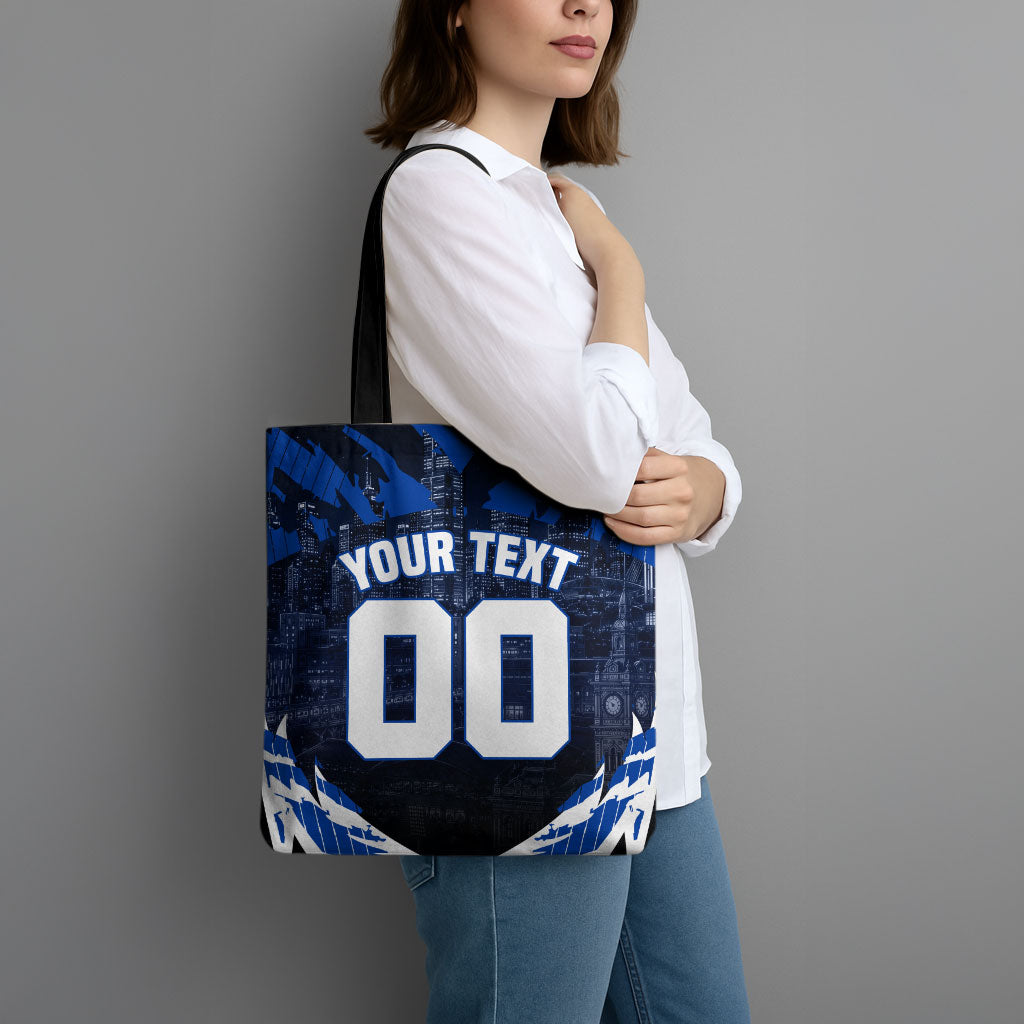 Personalised North Melbourne Kangaroos Football Tote Bag Fierce Kangaroo Mascot 3D Grunge City Art
