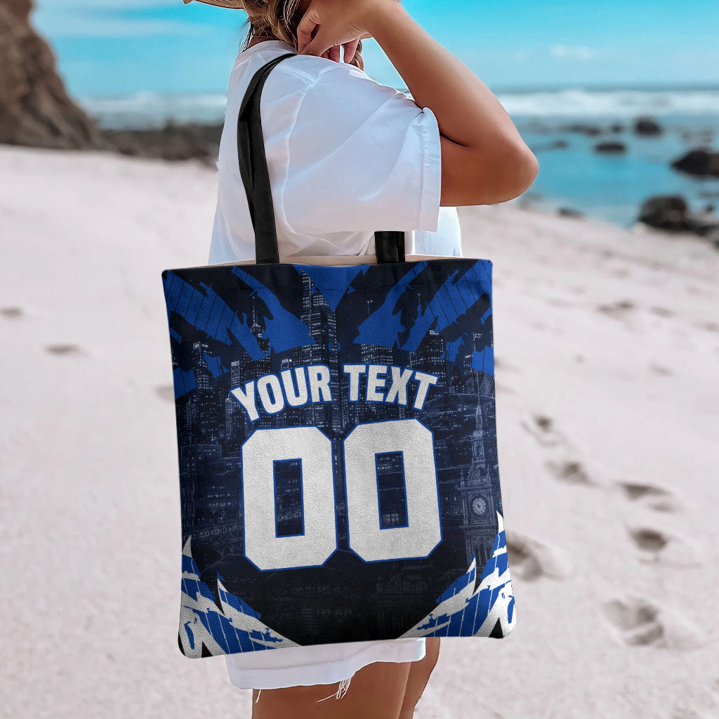 Personalised North Melbourne Kangaroos Football Tote Bag Fierce Kangaroo Mascot 3D Grunge City Art