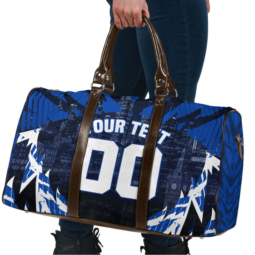 Personalised North Melbourne Kangaroos Football Travel Bag Fierce Kangaroo Mascot 3D Grunge City Art