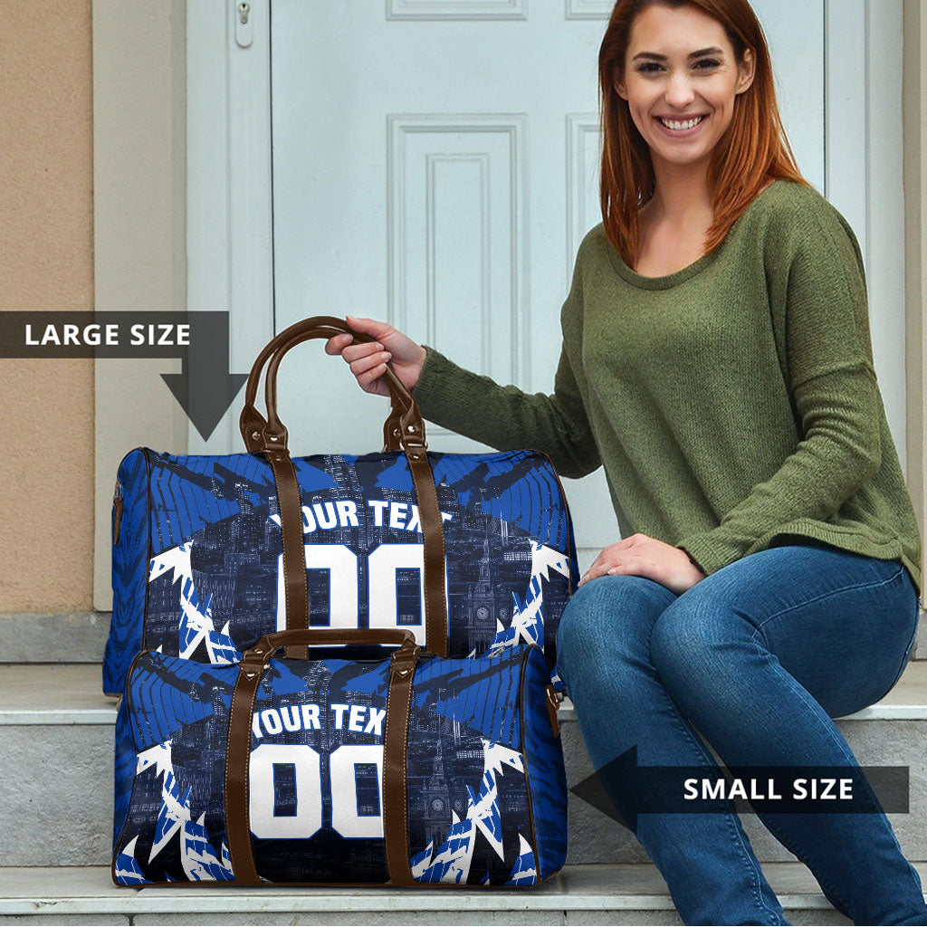 Personalised North Melbourne Kangaroos Football Travel Bag Fierce Kangaroo Mascot 3D Grunge City Art