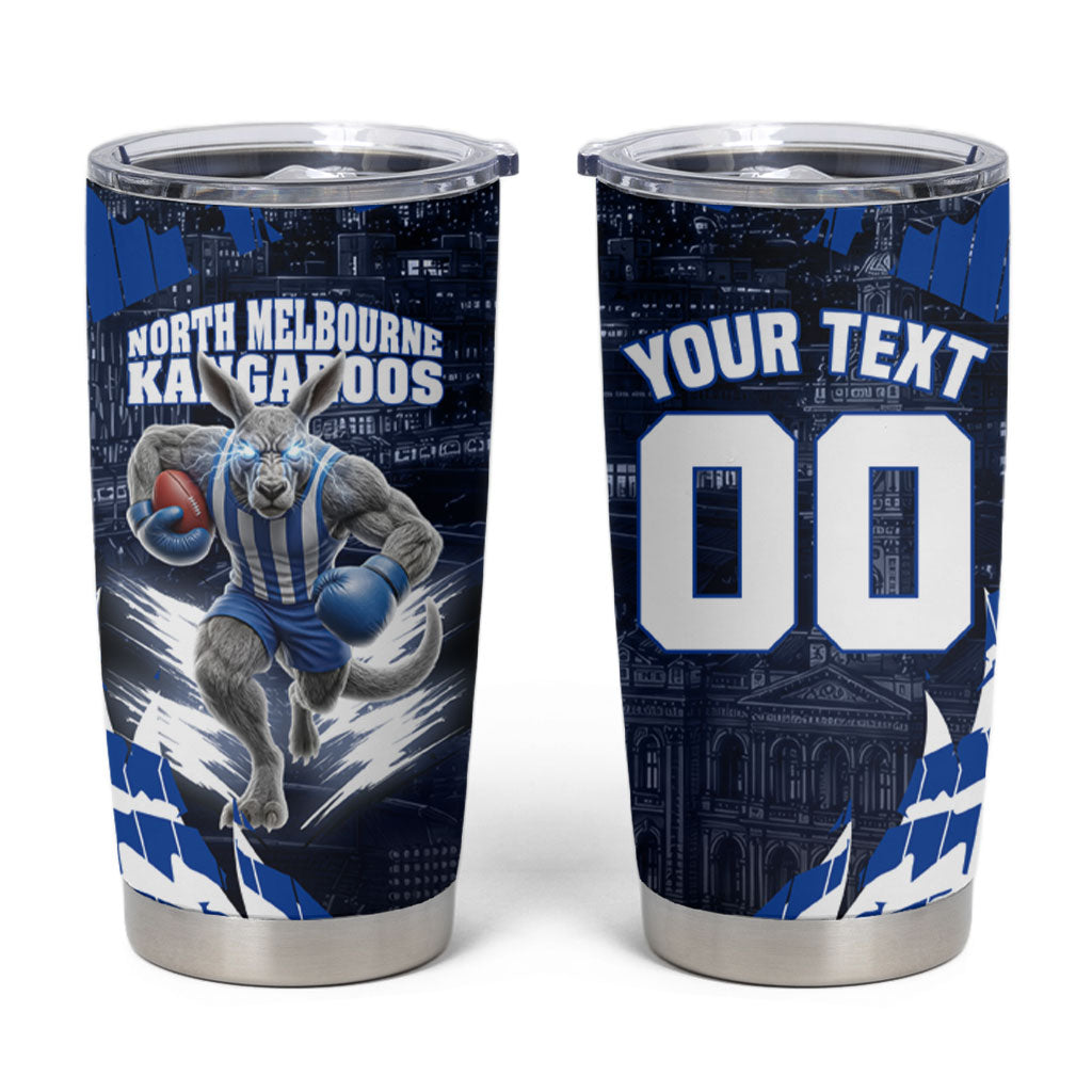 Personalised North Melbourne Kangaroos Football Tumbler Cup Fierce Kangaroo Mascot 3D Grunge City Art