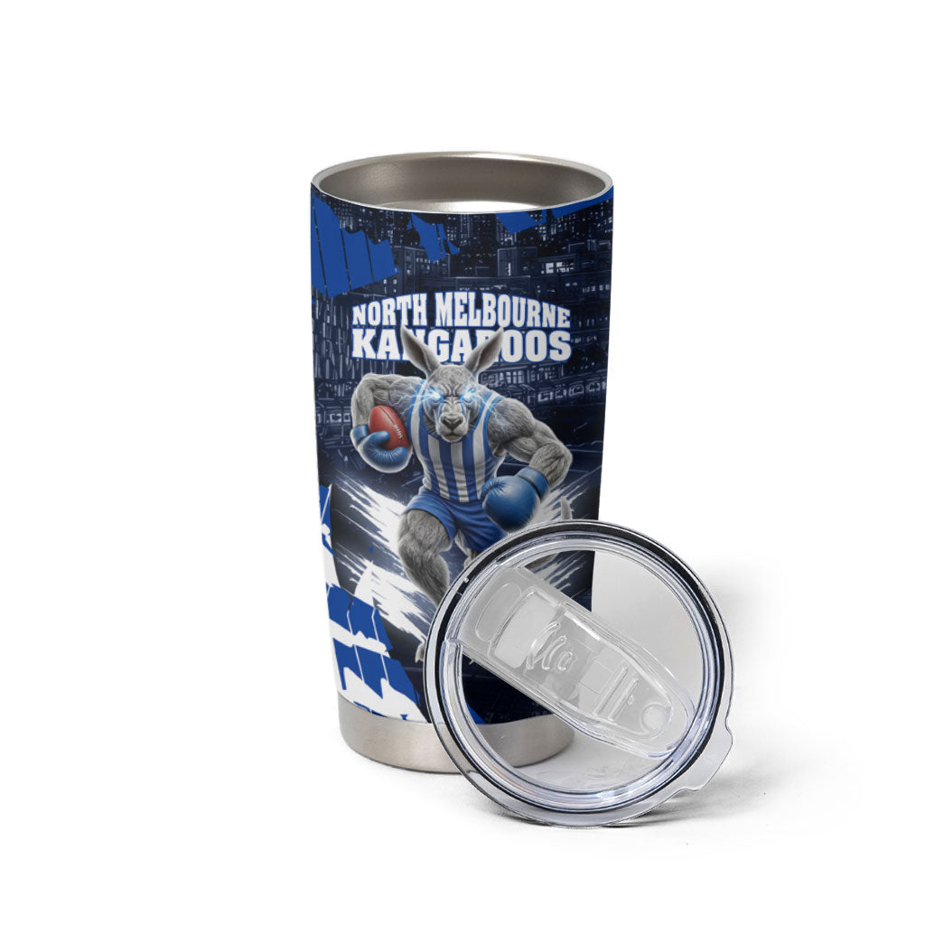 Personalised North Melbourne Kangaroos Football Tumbler Cup Fierce Kangaroo Mascot 3D Grunge City Art
