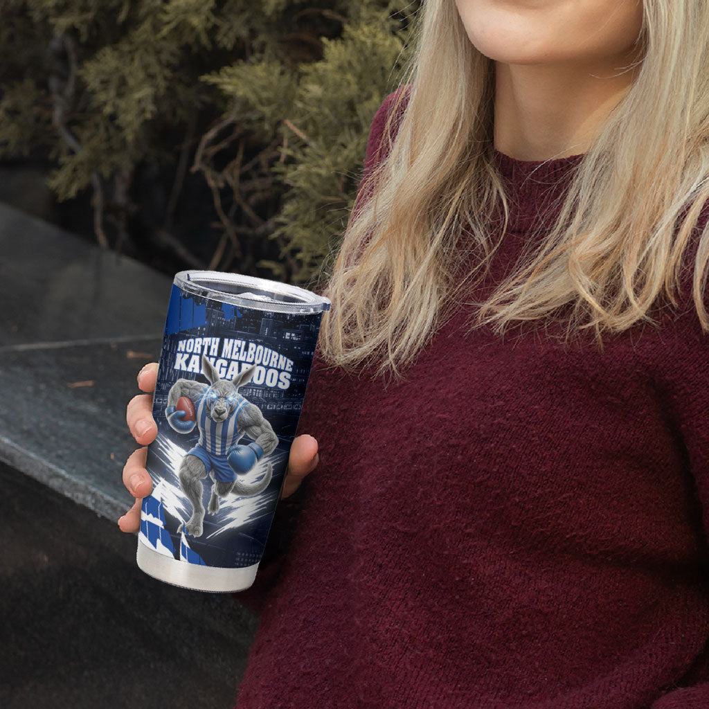 Personalised North Melbourne Kangaroos Football Tumbler Cup Fierce Kangaroo Mascot 3D Grunge City Art