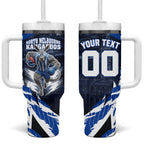 Personalised North Melbourne Kangaroos Football Tumbler With Handle Fierce Kangaroo Mascot 3D Grunge City Art