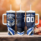 Personalised North Melbourne Kangaroos Football Tumbler With Handle Fierce Kangaroo Mascot 3D Grunge City Art