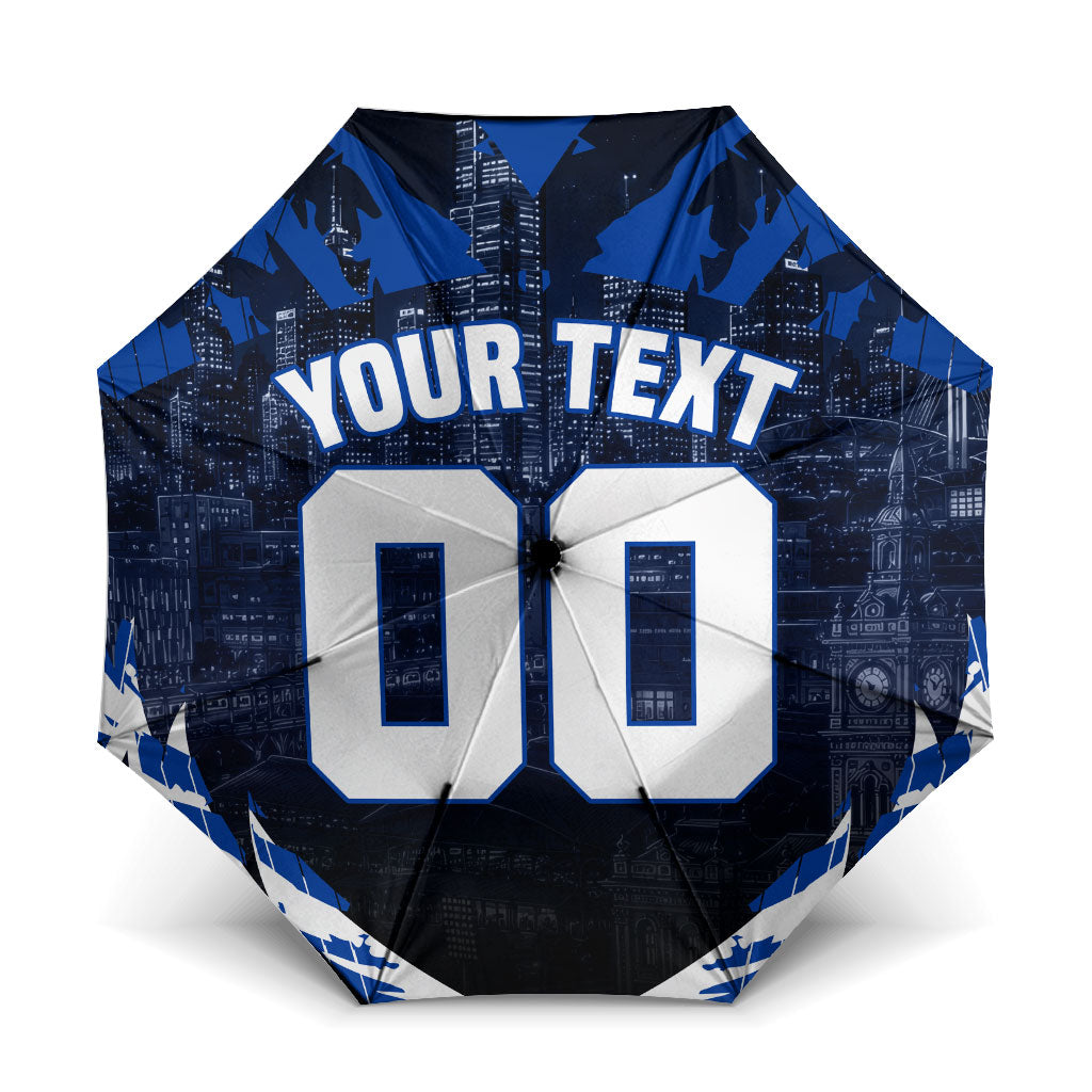Personalised North Melbourne Kangaroos Football Umbrella Fierce Kangaroo Mascot 3D Grunge City Art