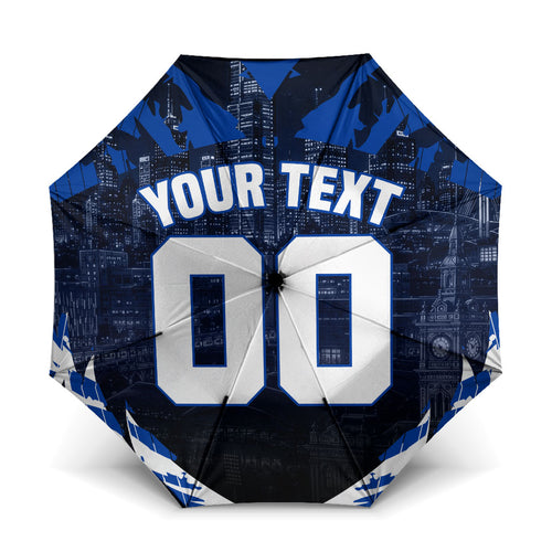 Personalised North Melbourne Kangaroos Football Umbrella Fierce Kangaroo Mascot 3D Grunge City Art