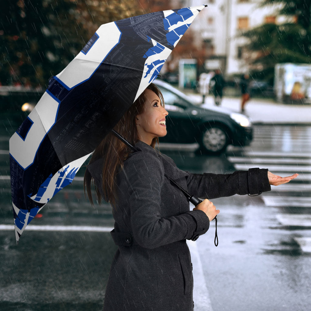 Personalised North Melbourne Kangaroos Football Umbrella Fierce Kangaroo Mascot 3D Grunge City Art