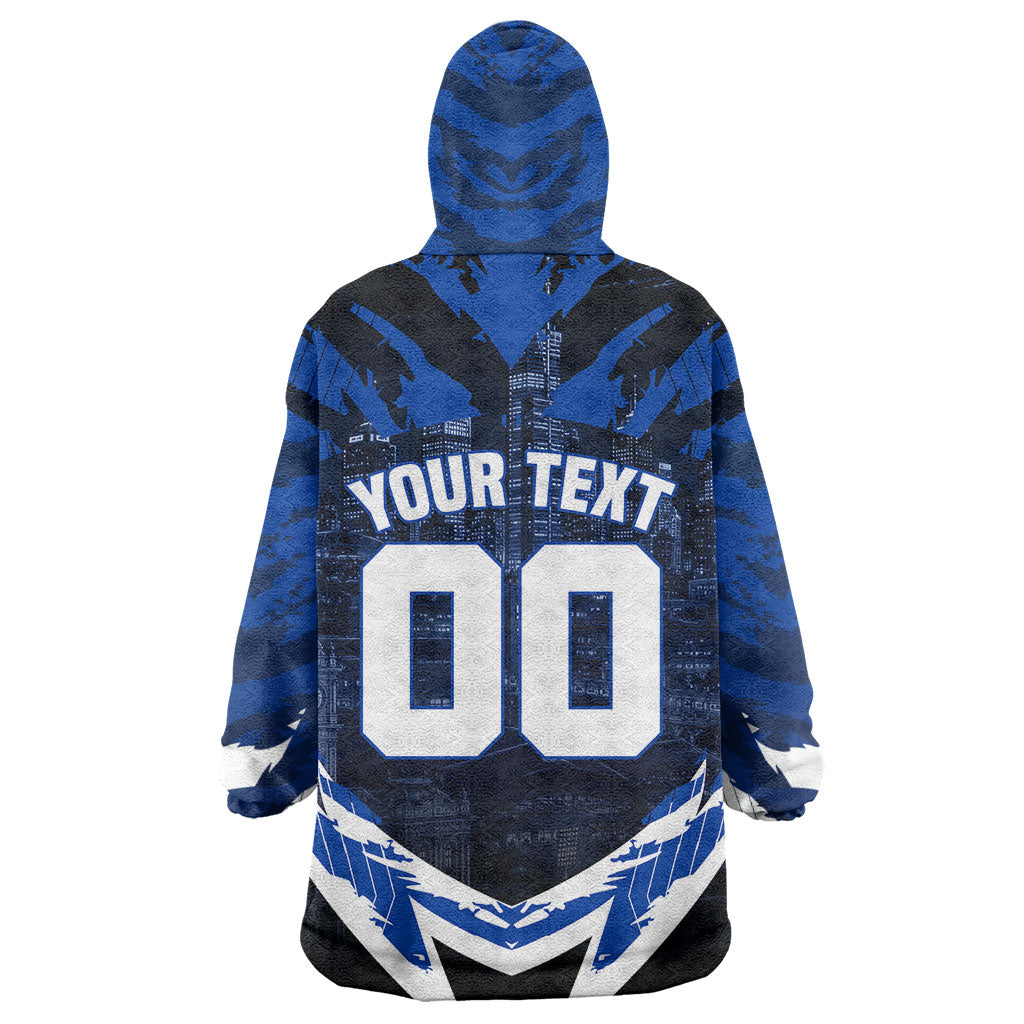 Personalised North Melbourne Kangaroos Football Wearable Blanket Hoodie Fierce Kangaroo Mascot 3D Grunge City Art