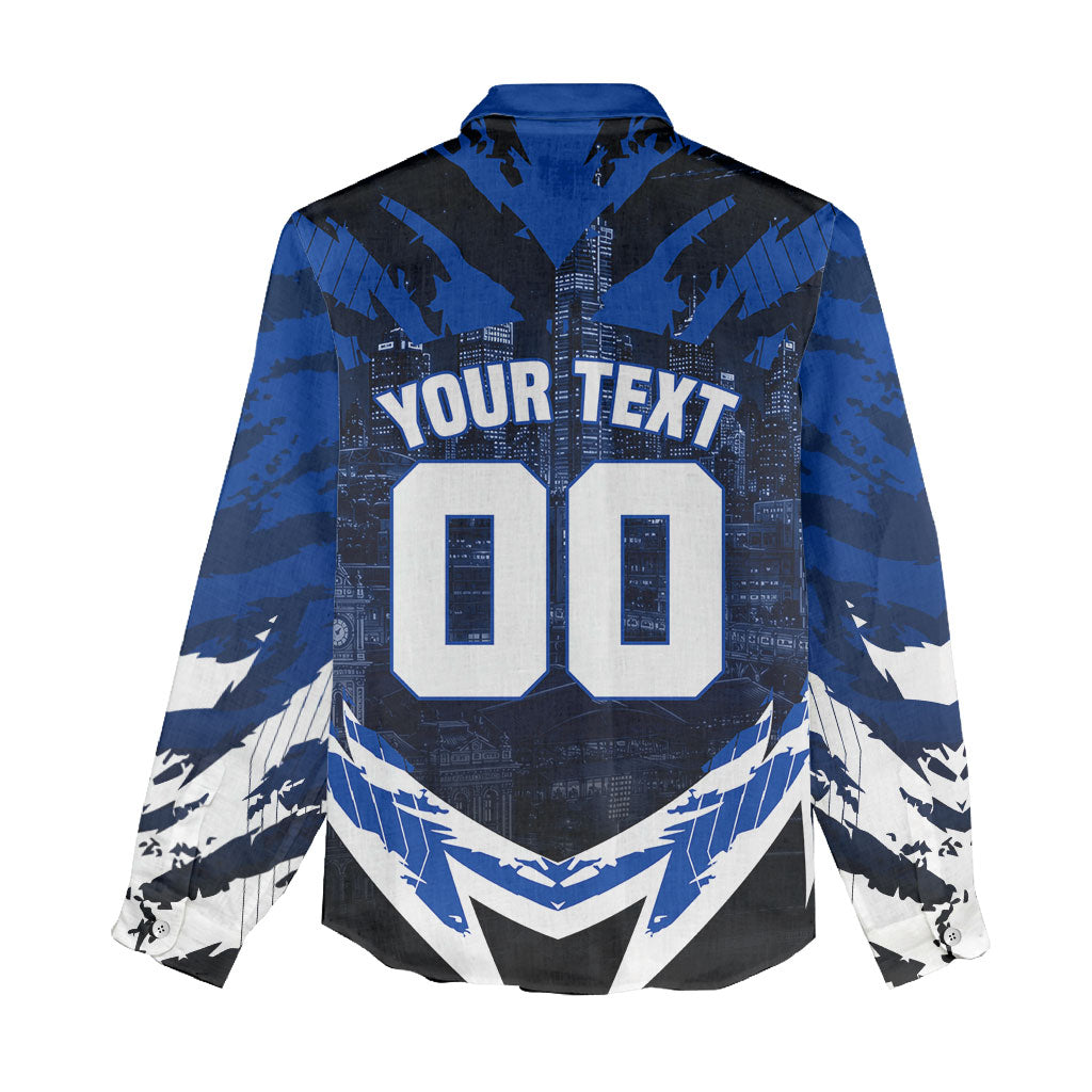Personalised North Melbourne Kangaroos Football Women Casual Shirt Fierce Kangaroo Mascot 3D Grunge City Art
