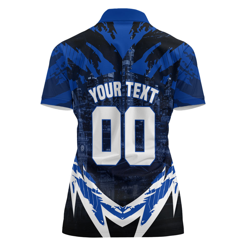 Personalised North Melbourne Kangaroos Football Women Polo Shirt Fierce Kangaroo Mascot 3D Grunge City Art