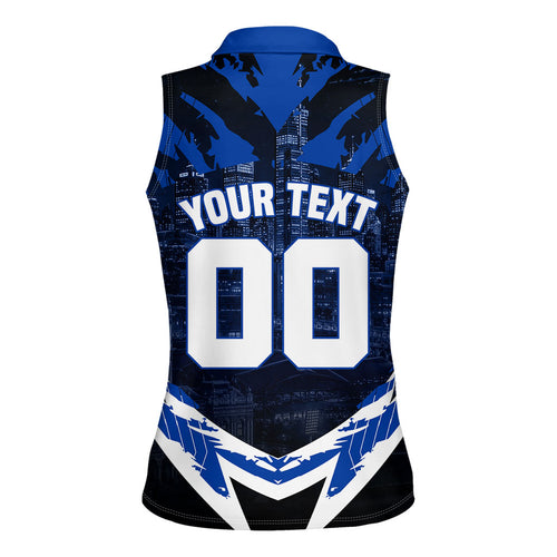 Personalised North Melbourne Kangaroos Football Women Sleeveless Polo Shirt Fierce Kangaroo Mascot 3D Grunge City Art