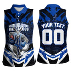 Personalised North Melbourne Kangaroos Football Women Sleeveless Polo Shirt Fierce Kangaroo Mascot 3D Grunge City Art