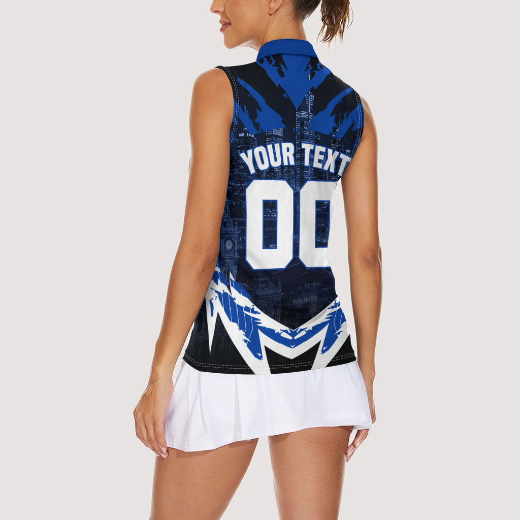 Personalised North Melbourne Kangaroos Football Women Sleeveless Polo Shirt Fierce Kangaroo Mascot 3D Grunge City Art