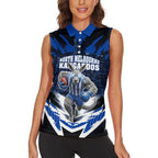 Personalised North Melbourne Kangaroos Football Women Sleeveless Polo Shirt Fierce Kangaroo Mascot 3D Grunge City Art