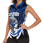 Personalised North Melbourne Kangaroos Football Women Sleeveless Polo Shirt Fierce Kangaroo Mascot 3D Grunge City Art
