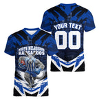 Personalised North Melbourne Kangaroos Football Women V-Neck T-Shirt Fierce Kangaroo Mascot 3D Grunge City Art