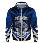 Personalised North Melbourne Kangaroos Football Zip Hoodie Fierce Kangaroo Mascot 3D Grunge City Art