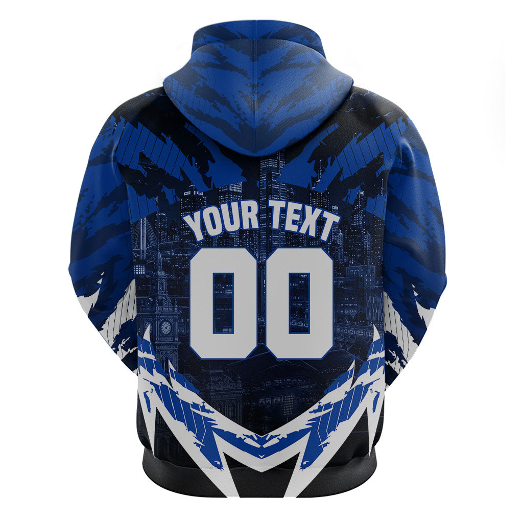 Personalised North Melbourne Kangaroos Football Zip Hoodie Fierce Kangaroo Mascot 3D Grunge City Art