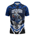 Personalised North Melbourne Kangaroos Football Zipper Polo Shirt Fierce Kangaroo Mascot 3D Grunge City Art