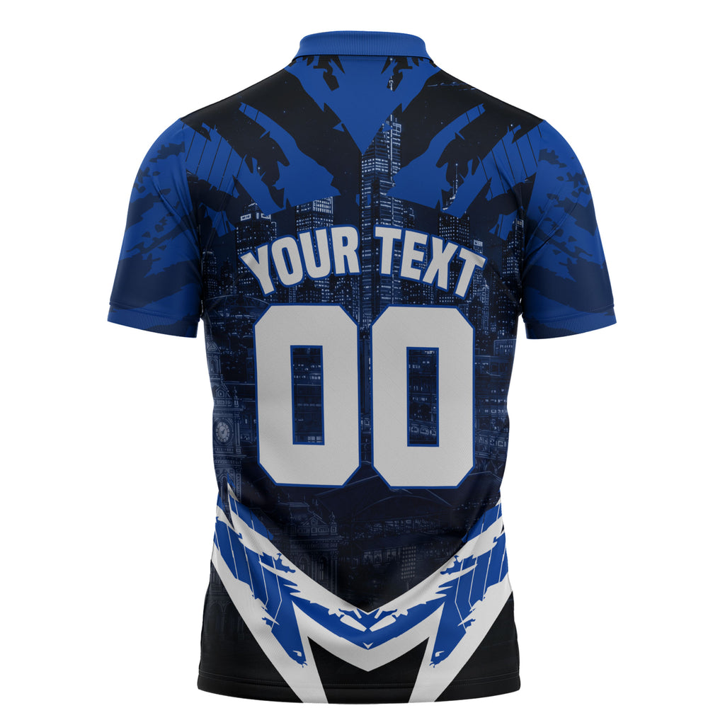 Personalised North Melbourne Kangaroos Football Zipper Polo Shirt Fierce Kangaroo Mascot 3D Grunge City Art