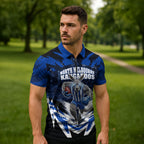 Personalised North Melbourne Kangaroos Football Zipper Polo Shirt Fierce Kangaroo Mascot 3D Grunge City Art