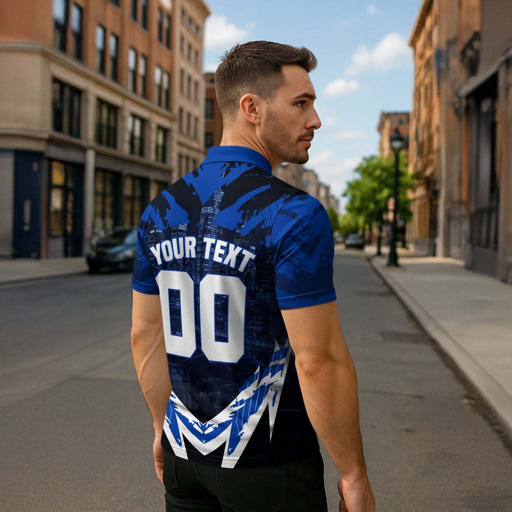 Personalised North Melbourne Kangaroos Football Zipper Polo Shirt Fierce Kangaroo Mascot 3D Grunge City Art