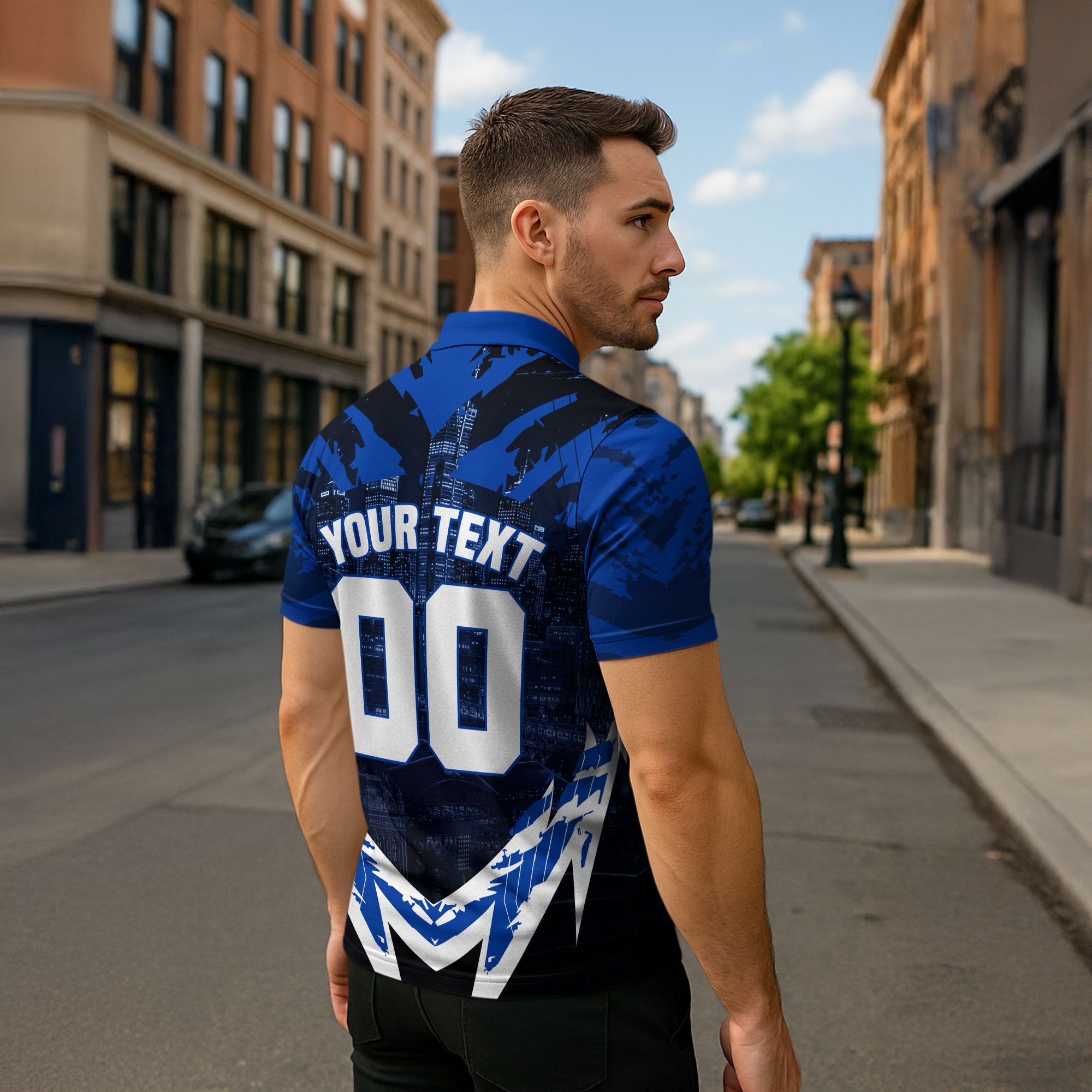 Personalised North Melbourne Kangaroos Football Zipper Polo Shirt Fierce Kangaroo Mascot 3D Grunge City Art