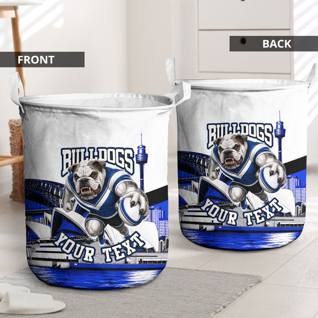 Personalised Canterbury Bankstown Bulldogs Laundry Basket Rugby Mascot Sydney City Skyline