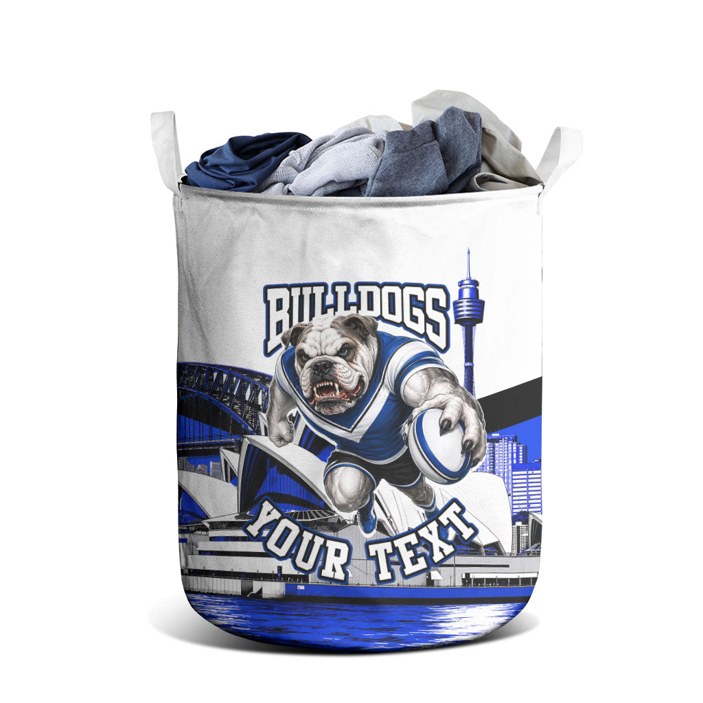 Personalised Canterbury Bankstown Bulldogs Laundry Basket Rugby Mascot Sydney City Skyline