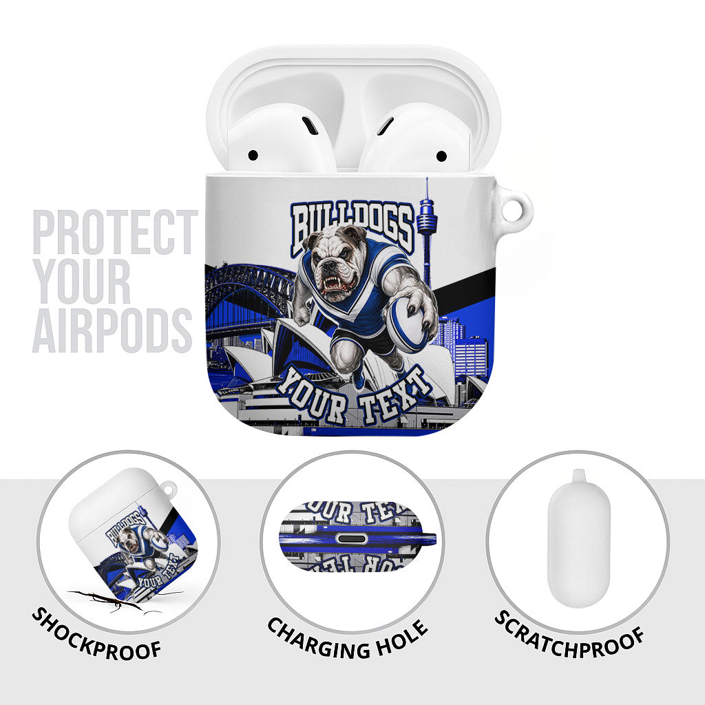 Personalised Canterbury Bankstown Bulldogs AirPods Case Rugby Mascot Sydney City Skyline
