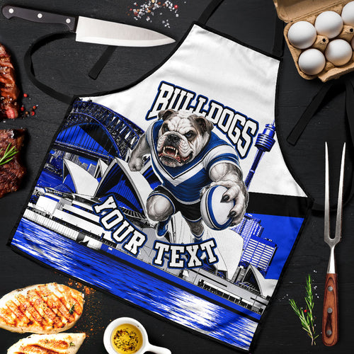 Personalised Canterbury Bankstown Bulldogs Apron Rugby Mascot Sydney City Skyline