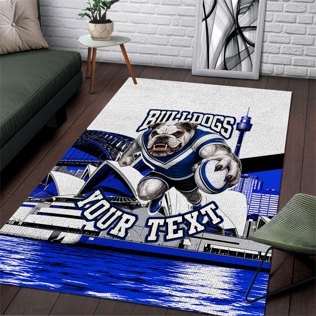 Personalised Canterbury Bankstown Bulldogs Area Rug Rugby Mascot Sydney City Skyline