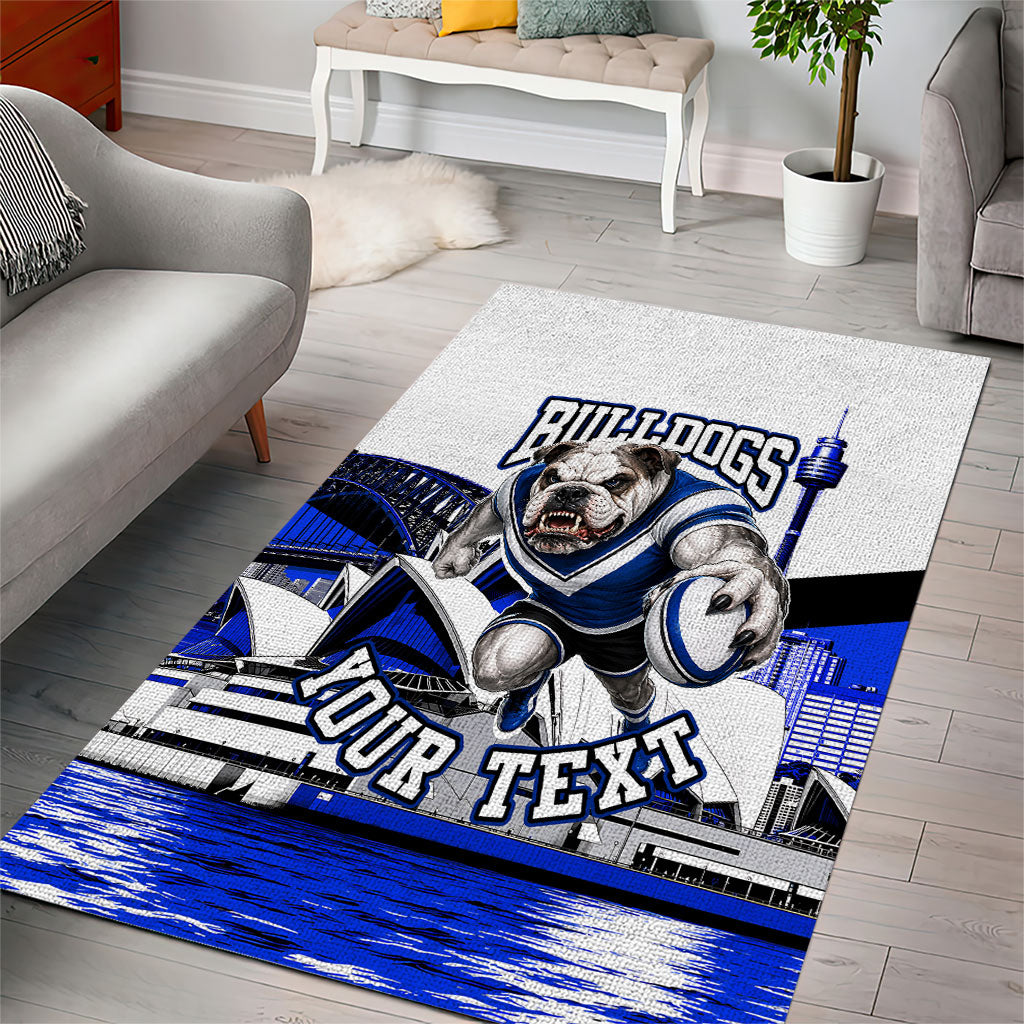 Personalised Canterbury Bankstown Bulldogs Area Rug Rugby Mascot Sydney City Skyline