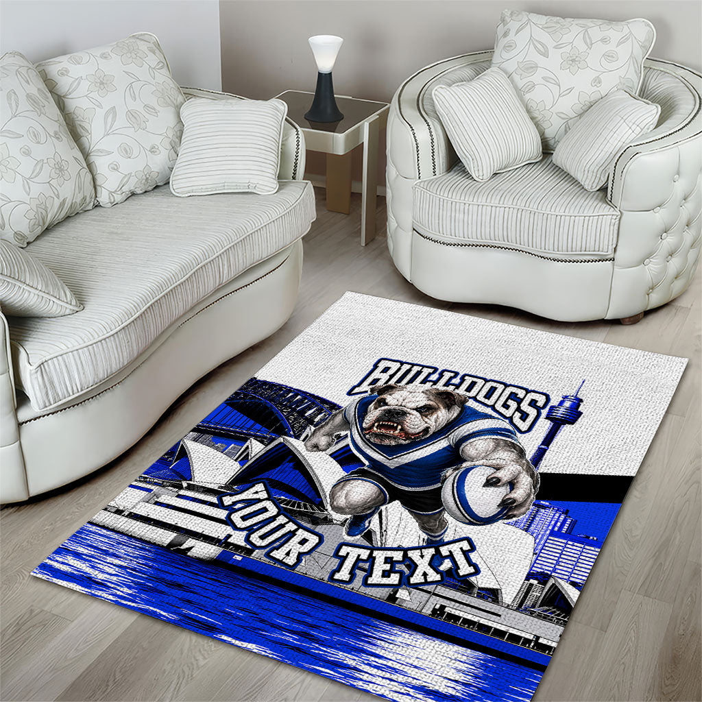 Personalised Canterbury Bankstown Bulldogs Area Rug Rugby Mascot Sydney City Skyline