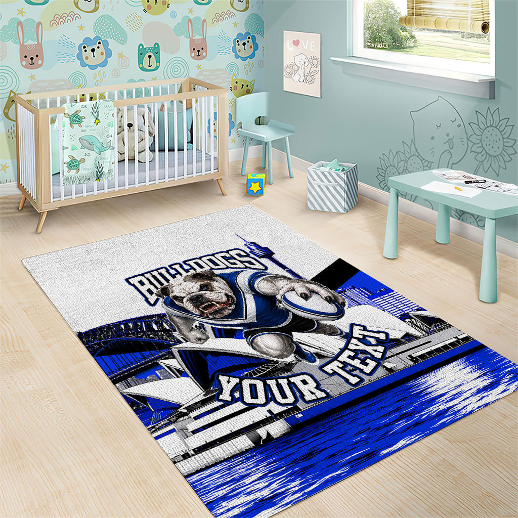 Personalised Canterbury Bankstown Bulldogs Area Rug Rugby Mascot Sydney City Skyline