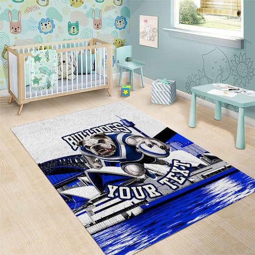 Personalised Canterbury Bankstown Bulldogs Area Rug Rugby Mascot Sydney City Skyline