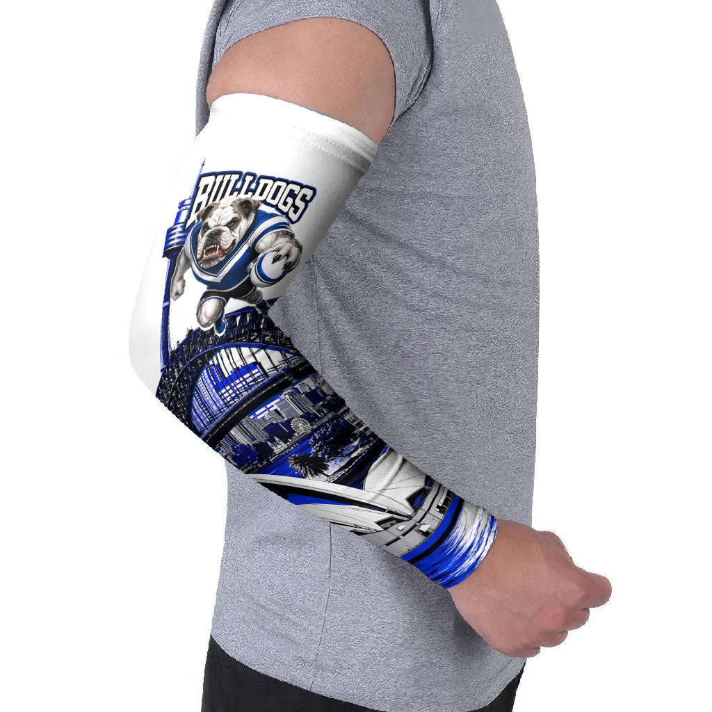Personalised Canterbury Bankstown Bulldogs Arm Sleeves Rugby Mascot Sydney City Skyline