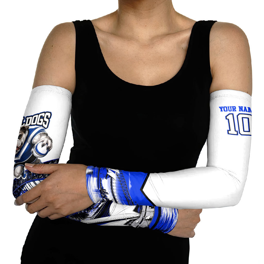 Personalised Canterbury Bankstown Bulldogs Arm Sleeves Rugby Mascot Sydney City Skyline