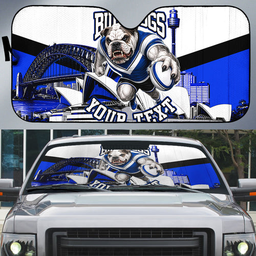 Personalised Canterbury Bankstown Bulldogs Auto Sun Shade Rugby Mascot Sydney City Skyline
