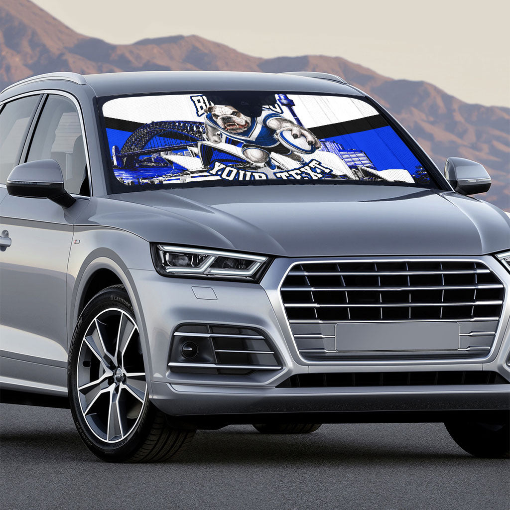 Personalised Canterbury Bankstown Bulldogs Auto Sun Shade Rugby Mascot Sydney City Skyline