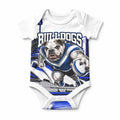 Personalised Canterbury Bankstown Bulldogs Baby Onesie Rugby Mascot Sydney City Skyline
