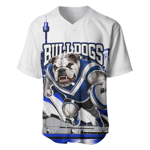 Personalised Canterbury Bankstown Bulldogs Baseball Jersey Rugby Mascot Sydney City Skyline