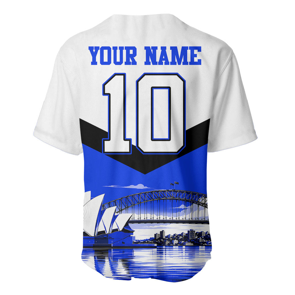 Personalised Canterbury Bankstown Bulldogs Baseball Jersey Rugby Mascot Sydney City Skyline